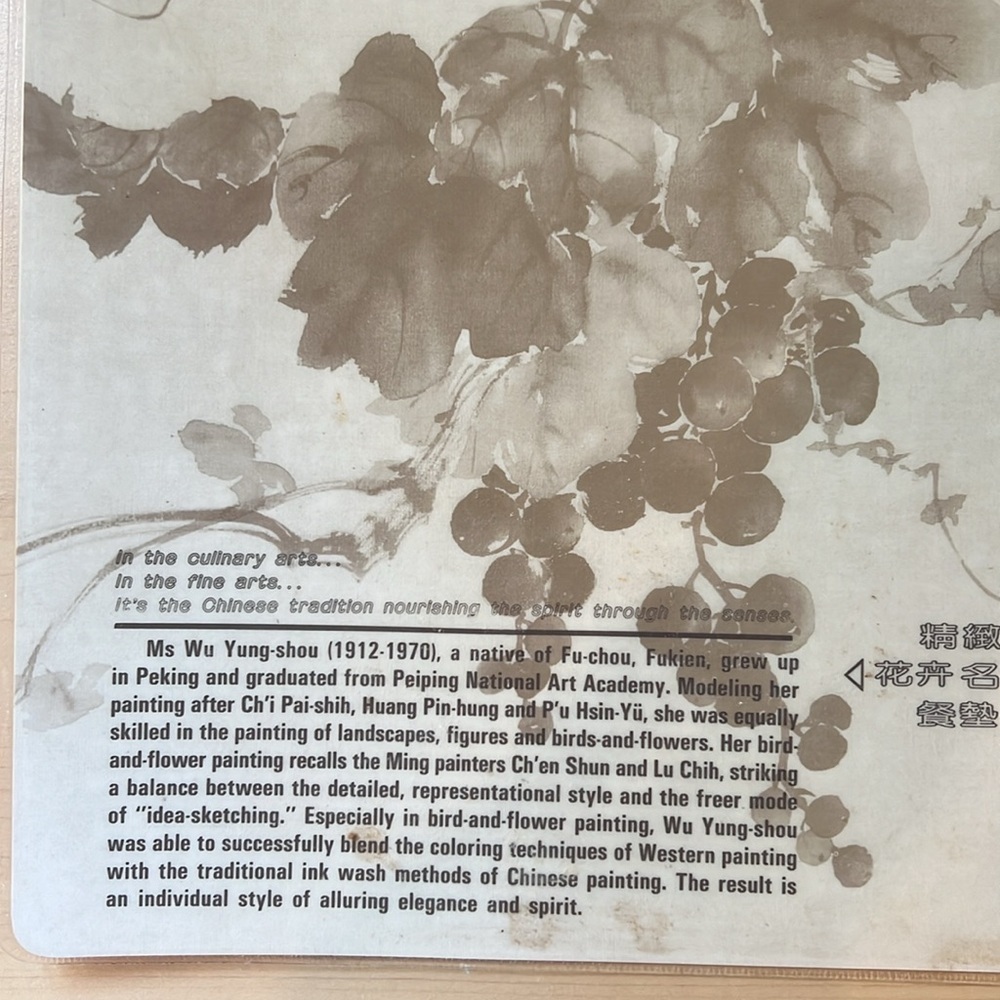 Chinese Flower Painting Kitchen Table Mats 2 Wu Yung-Shou - Picture 4 of 7
